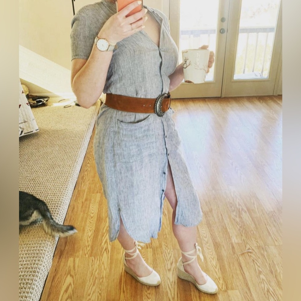 James Perse linen midi shirt dress